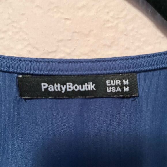 PattyBoutik Women's V-Neck Wrap Blouse Blue Long Sleeve Slim Fit Casual M - Picture 6 of 6